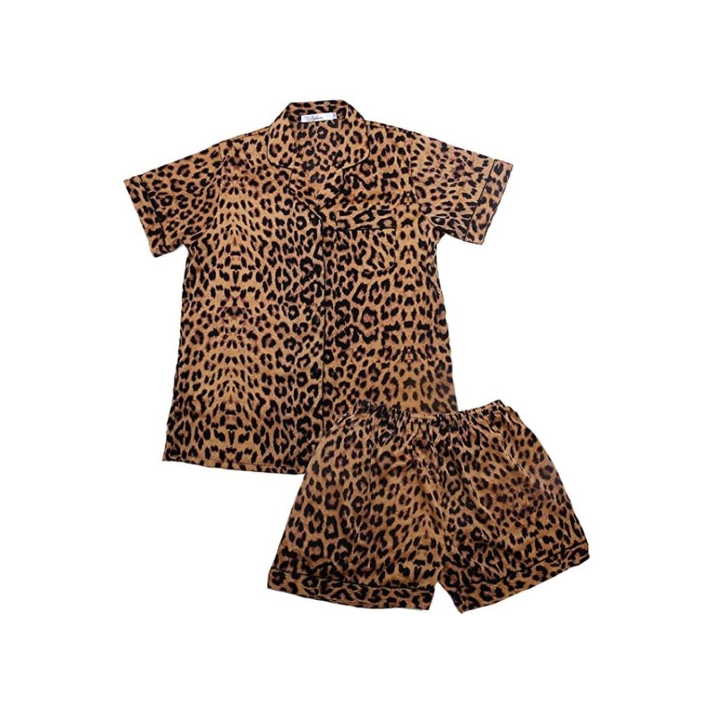 short sleeve cheetah pajama set