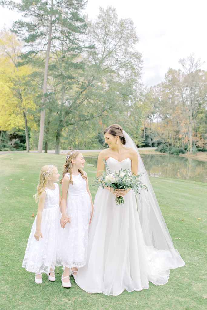 bride and her flower girls