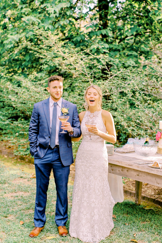 groom making a toast at elopement reception | photo by mary catherine echols