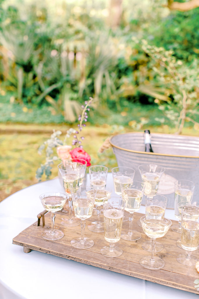 champagne table for small elopement reception in south carolina | photo by mary catherine echols