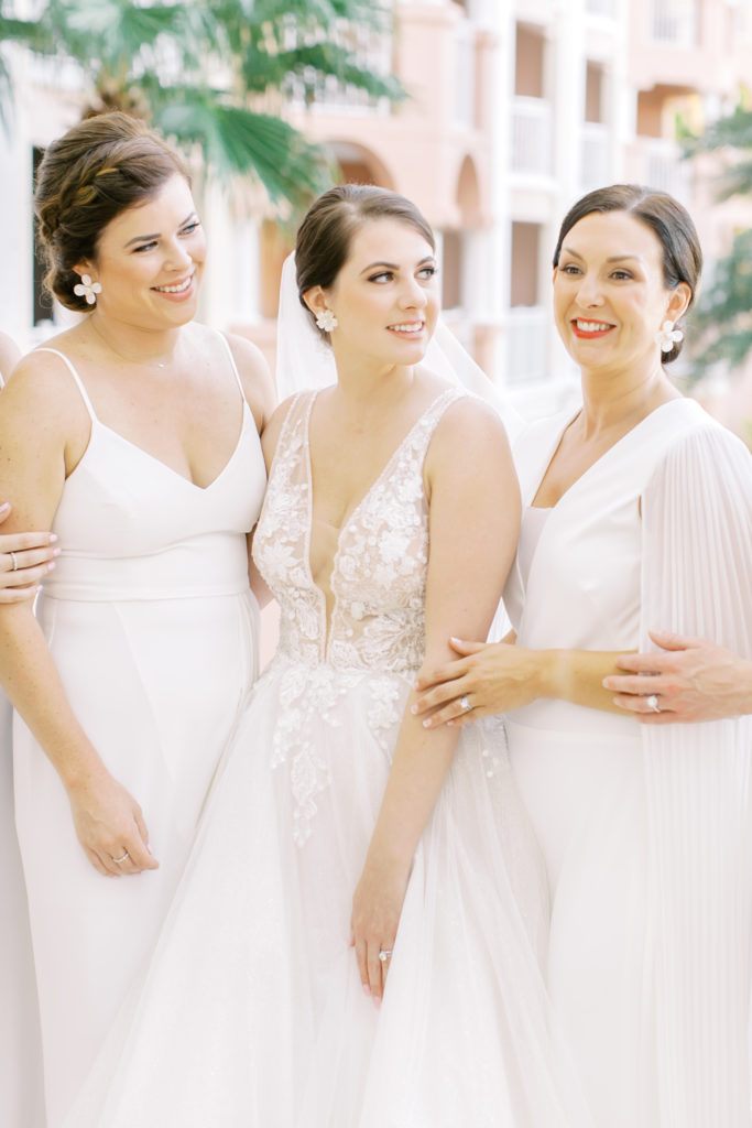 close up shot of bride with bridesmaids