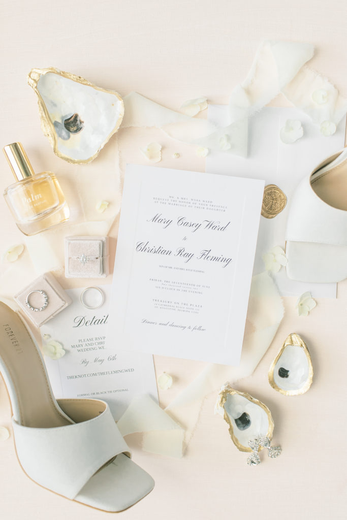 wedding flat lay for the traditional and southern bride